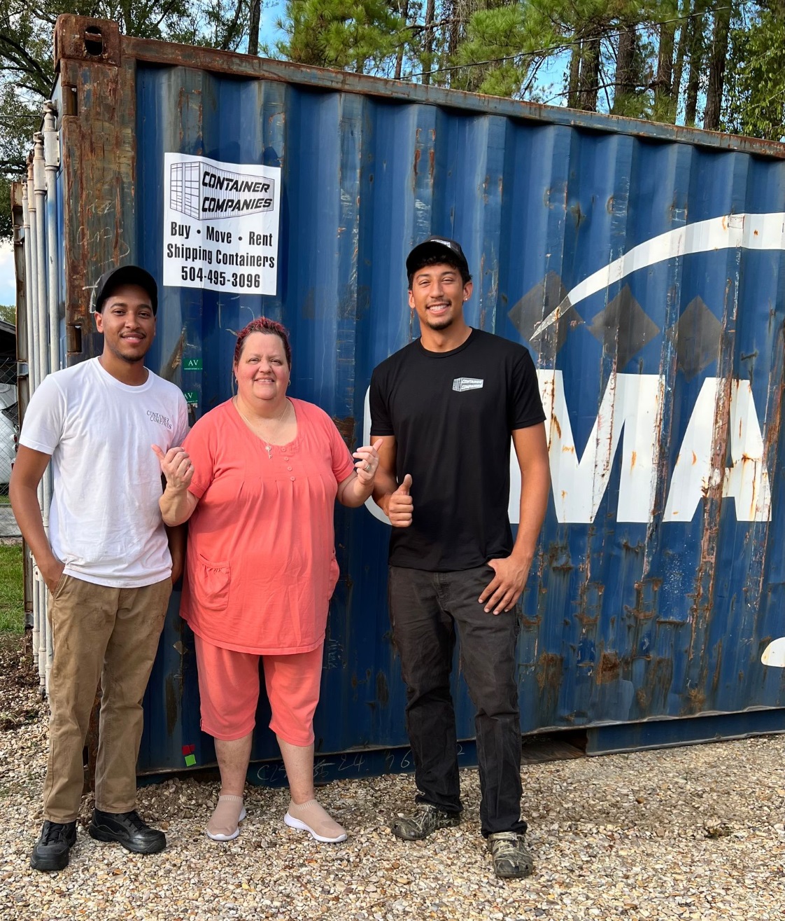 Container delivery truck placing a unit